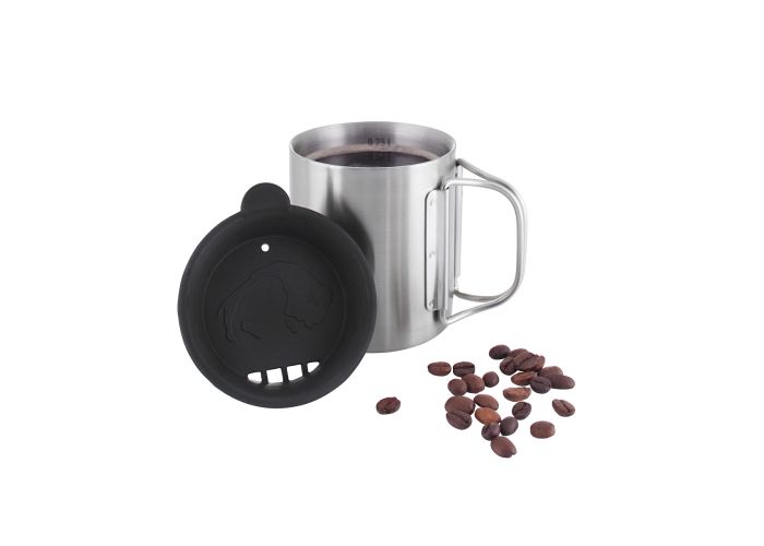 THERMO250 - TASSE THERMOS TATONKA GRADUÉE AVEC POIGNÉE PLIANTE ET COUVERCLE  - 250 ML - ACIER INOX